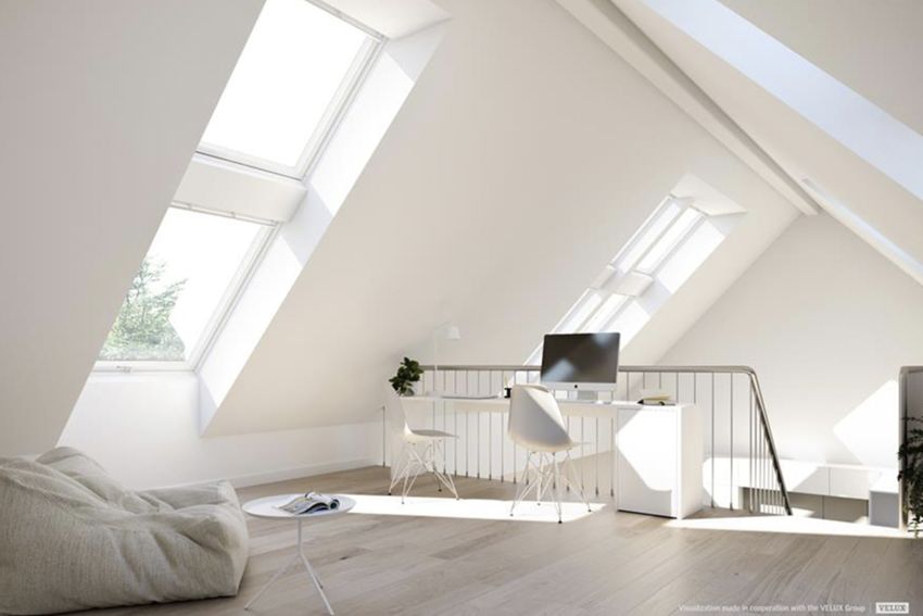 Onder het dak: Een lumineuze werkplek met panoramisch uitzicht