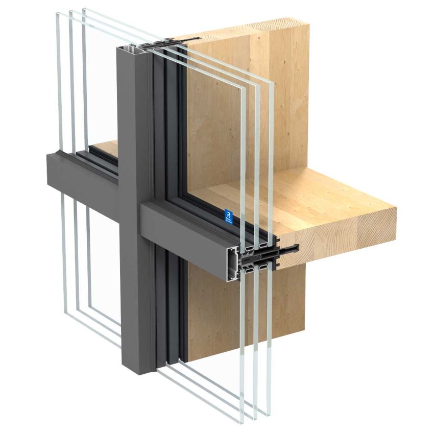 Reynaers Aluminium breidt portfolio uit met TimberWall 50, eerste hybride hout-aluminium vliesgevel
